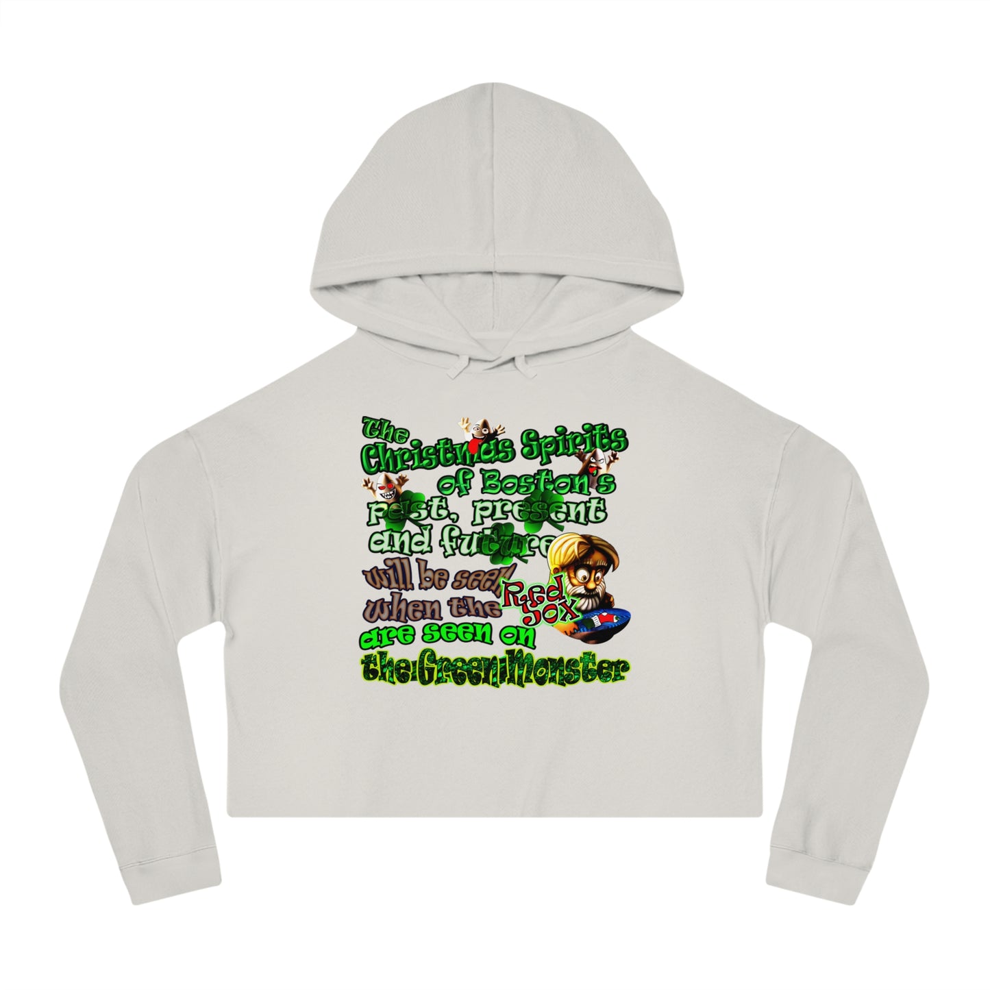 christmas spirits of boston - Women’s Cropped Hooded Sweatshirt
