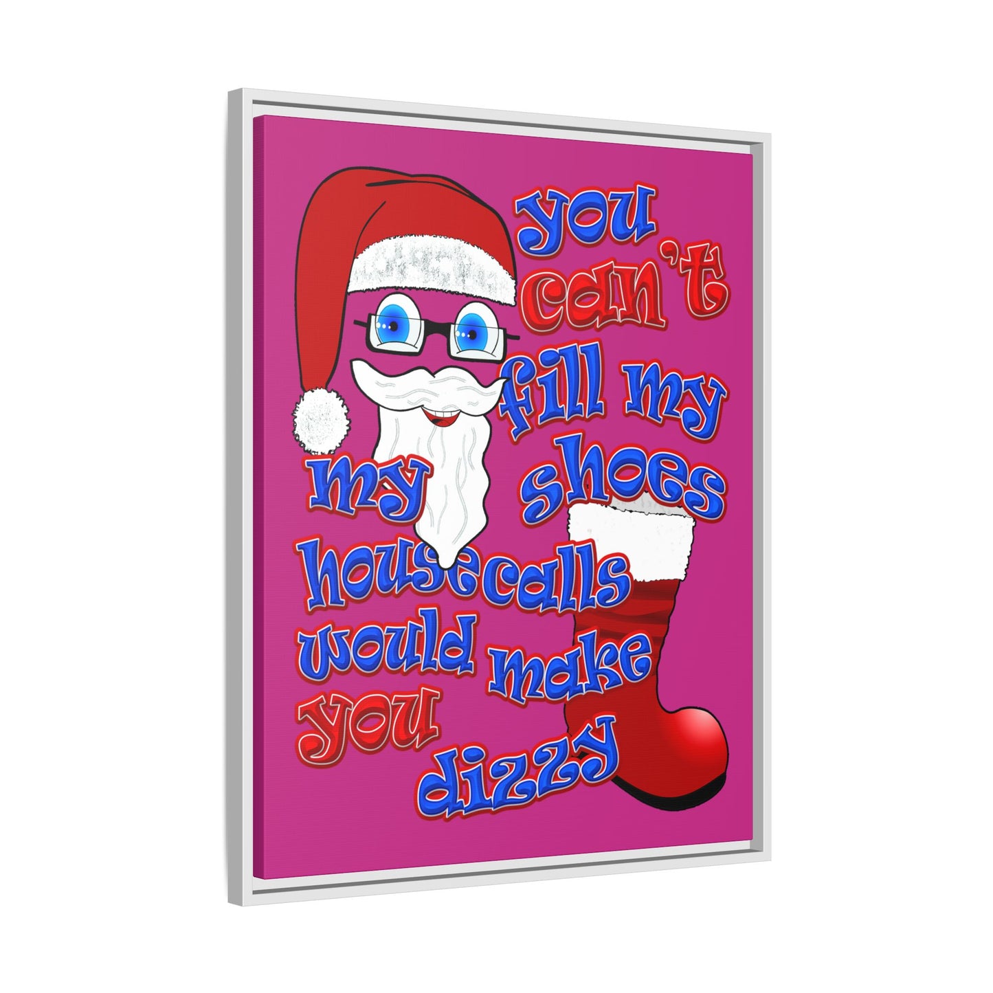 santa's shoes - framed canvas art (pink)