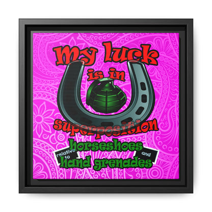 my luck - framed canvas art (pink swirl)