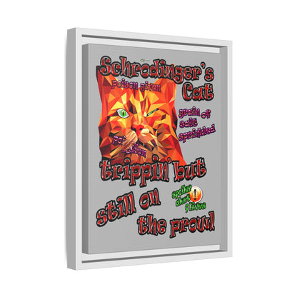 schrodinger's cat - framed canvas art (light grey)