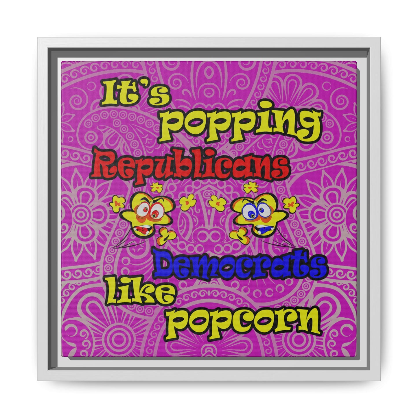 popping like popcorn - framed canvas art (pink swirl)