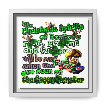 christmas spirits of boston - framed canvas art (white)