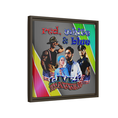 rw&b lives matter - framed canvas art (rainbow split)