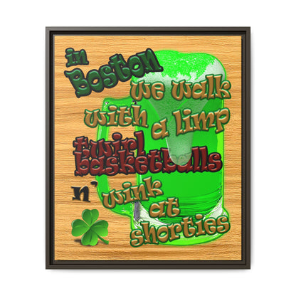 celtics logo - framed canvas art (butterscotch wood finish)