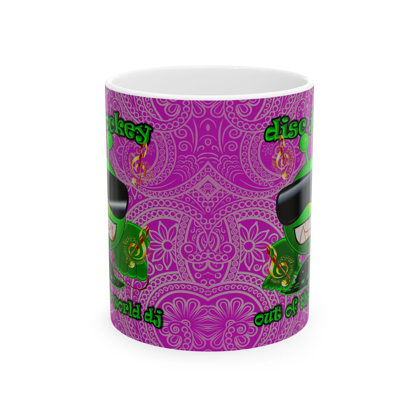 disc jockey - White Mug (pink swirl)