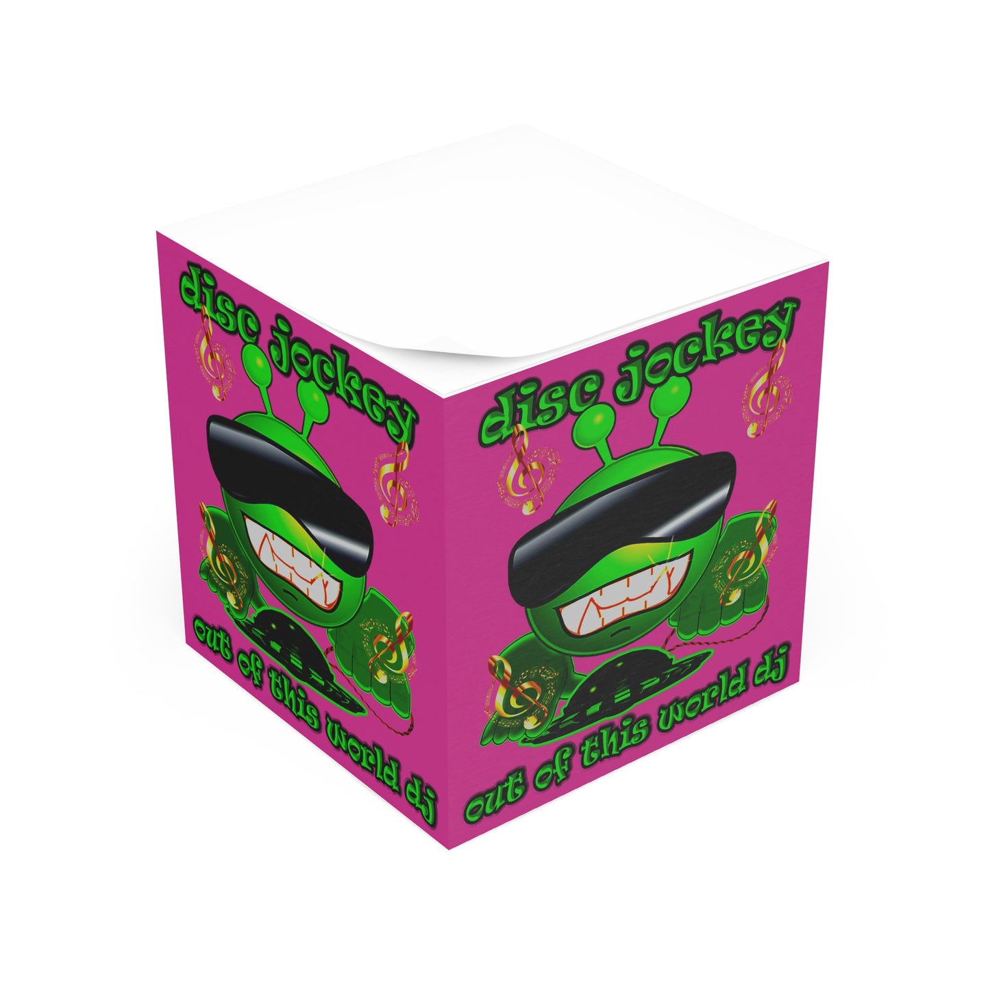 disc jockey - note cube (pink)