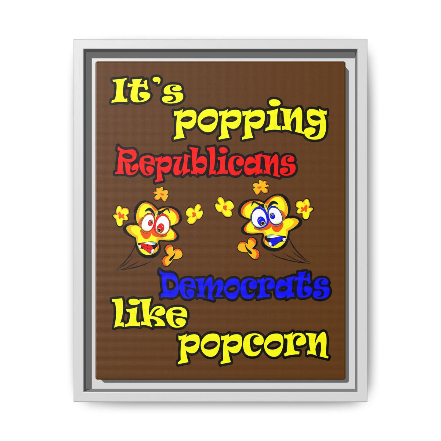 popping like popcorn - framed canvas art (brown)