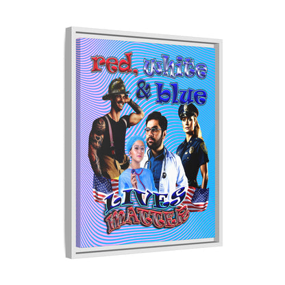rw&b lives matter - framed canvas art (light blue-purple wave)