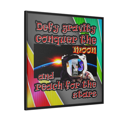 defy conquer reach - framed canvas art (rainbow split)