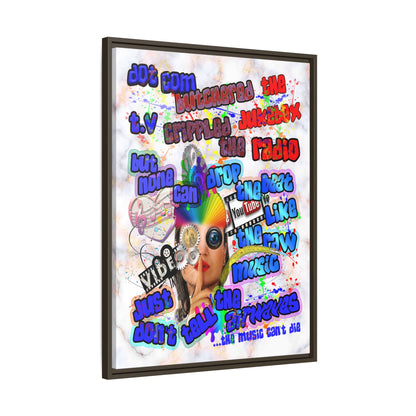 drop the beat - framed canvas art (white marble)