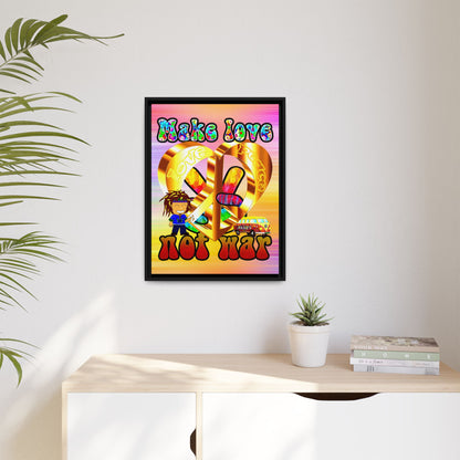 love peace - framed canvas art (color blur)
