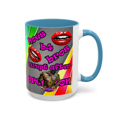hoes b4 bros - Accent Mug (rainbow split)