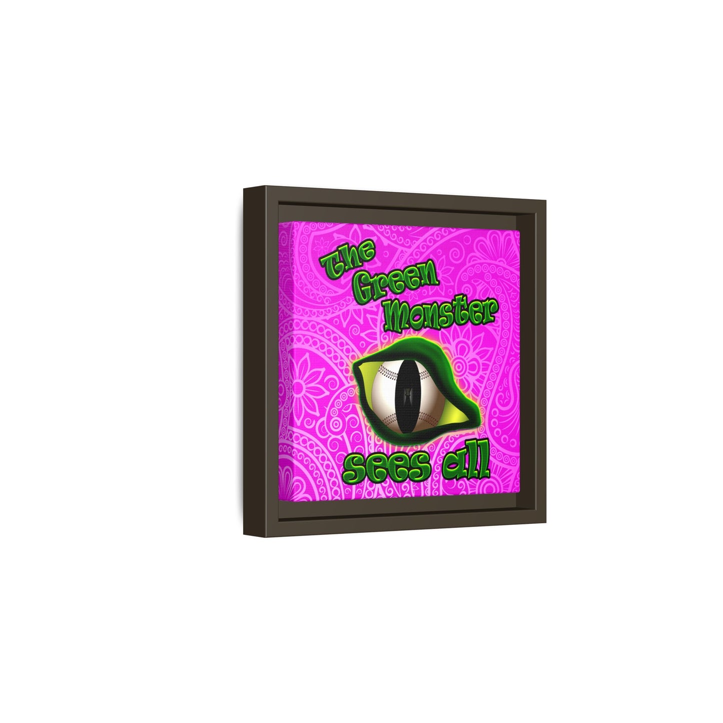 green monster - framed canvas art (pink swirl)