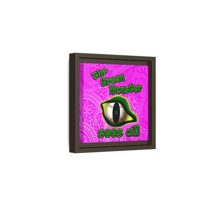 green monster - framed canvas art (pink swirl)