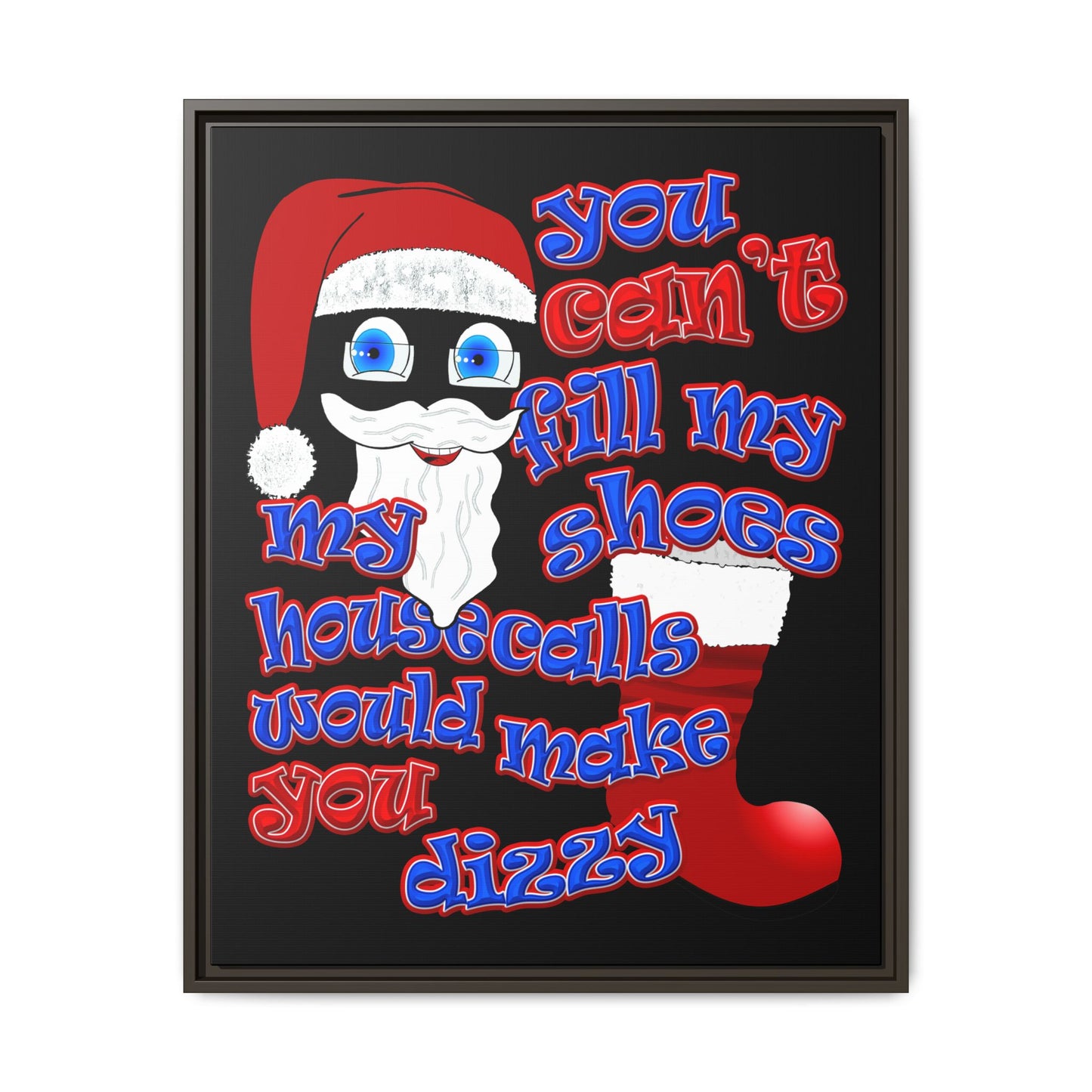 santa's shoes - framed canvas art (black)