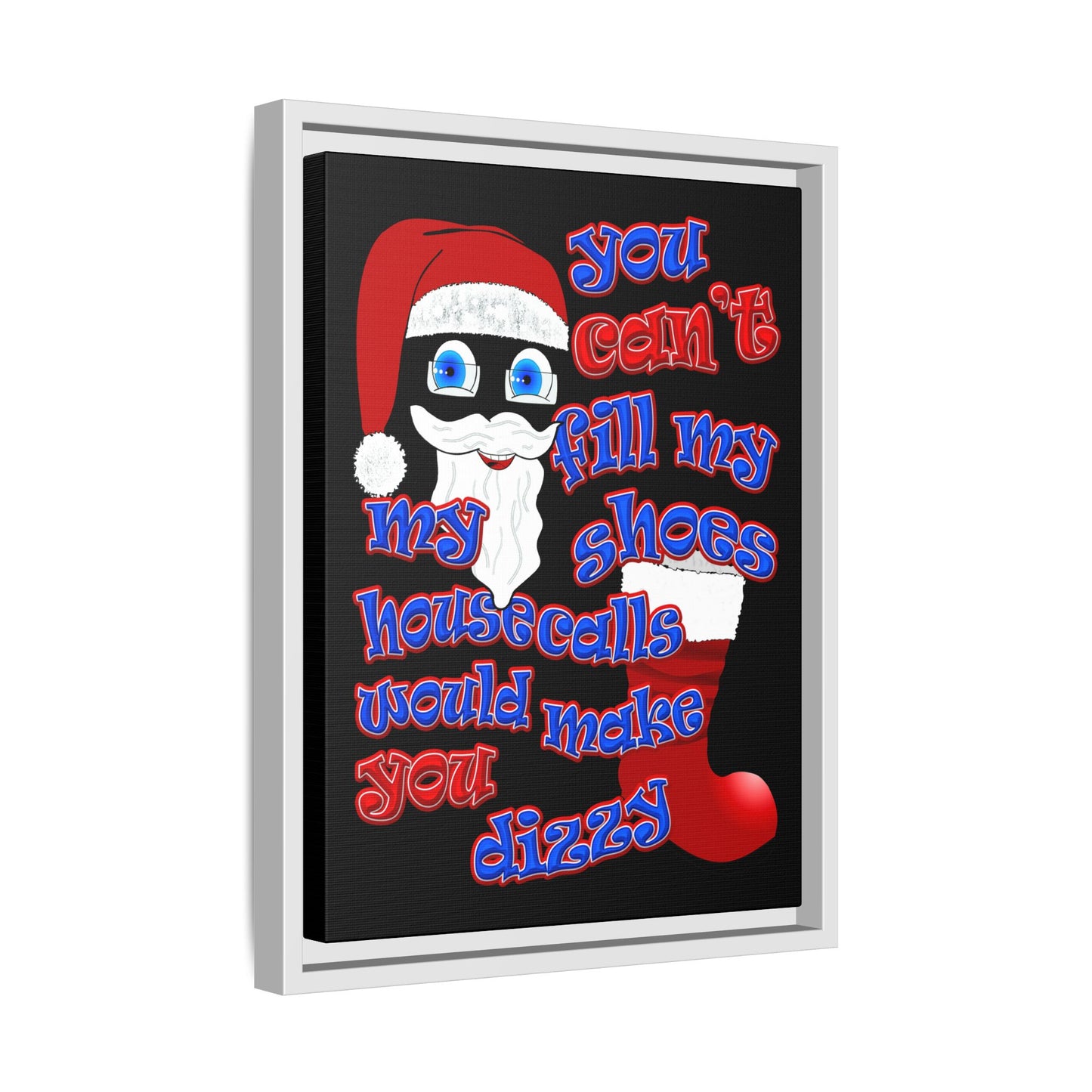 santa's shoes - framed canvas art (black)