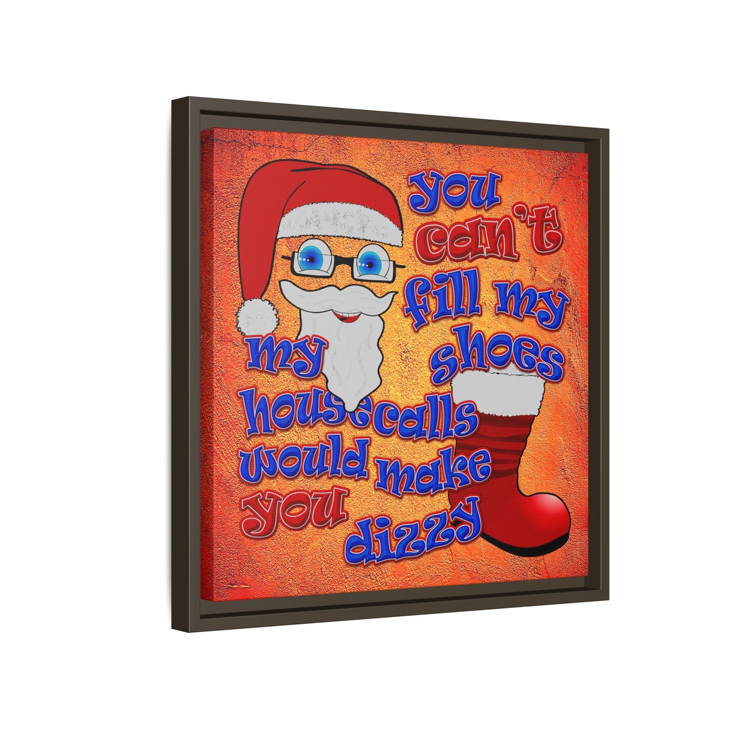 santa's shoes - framed canvas art (burnt orange)