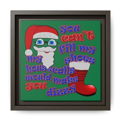 santa's shoes - framed canvas art (dark green)
