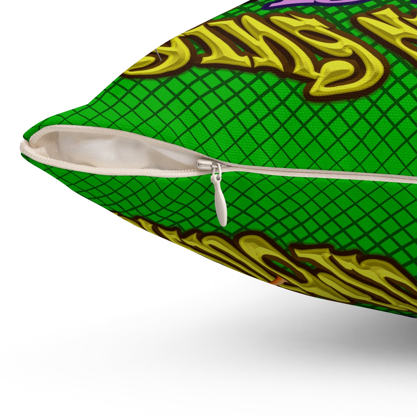the bum's shit - Spun Polyester Square Pillow - (logo green)