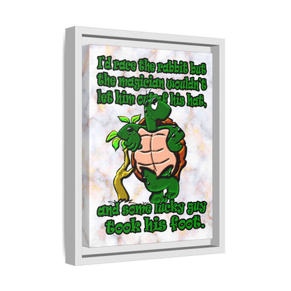 turtle race - framed canvas art (white marble)