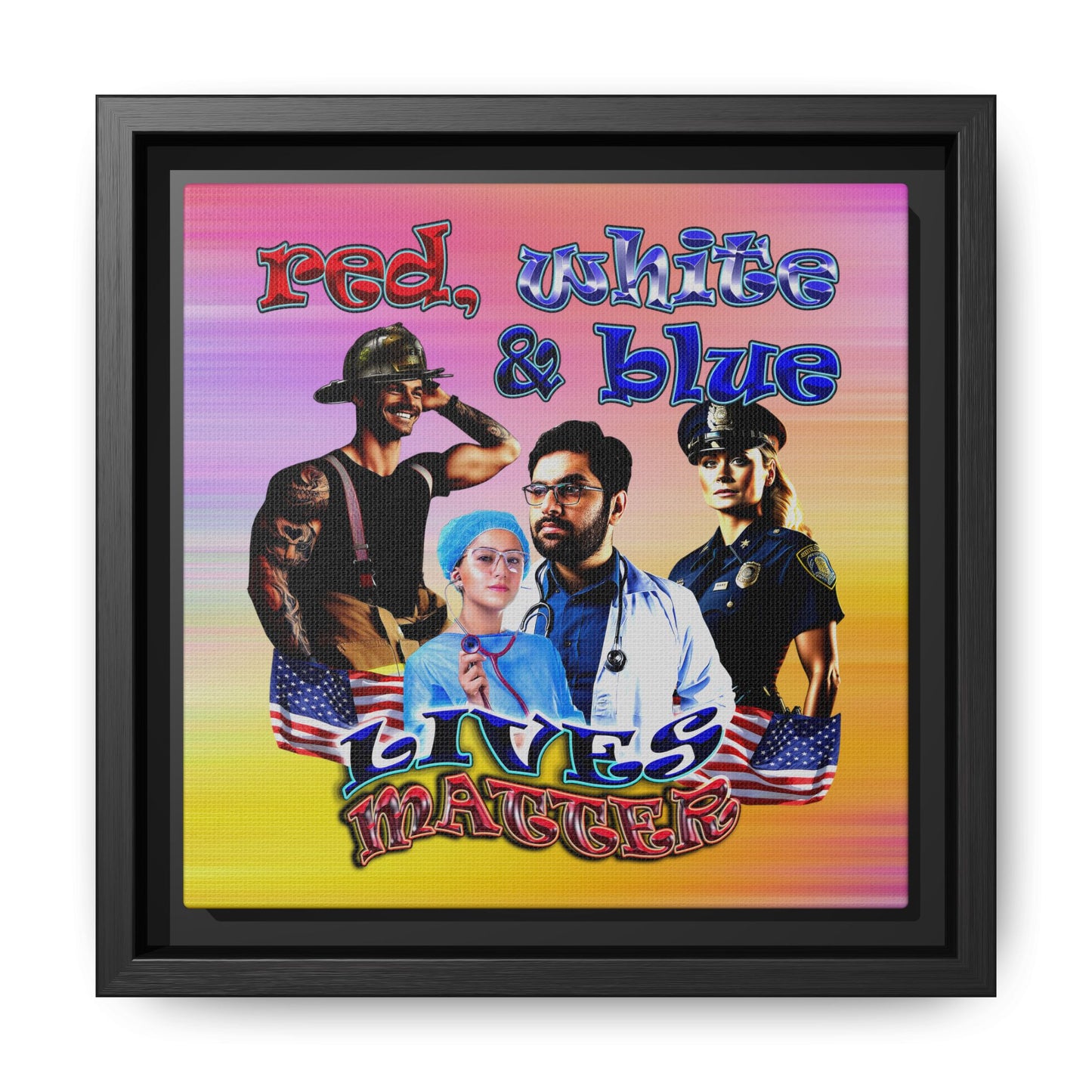rw&b lives matter - framed canvas art (color blur)