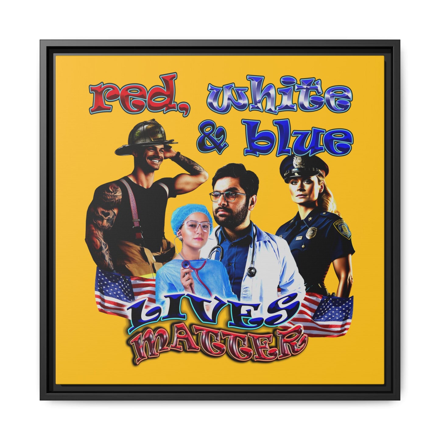 rw&b lives matter - framed canvas art (yellow)