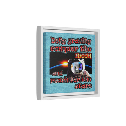 defy conquer reach - framed canvas art (faded blue)