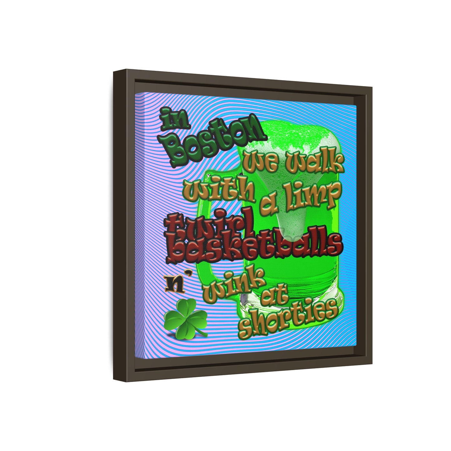 celtics logo - framed canvas art (light blue-purple wave)