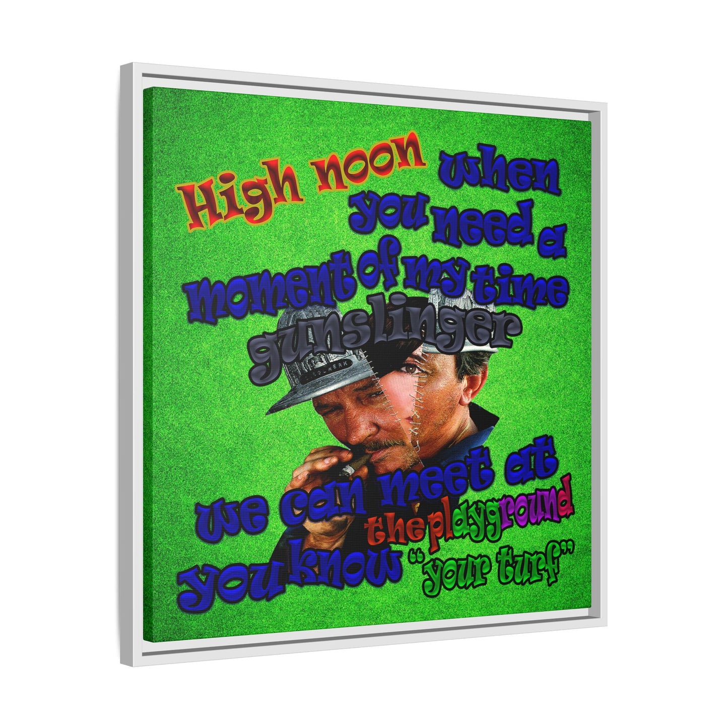 high noon - framed canvas art (green turf)