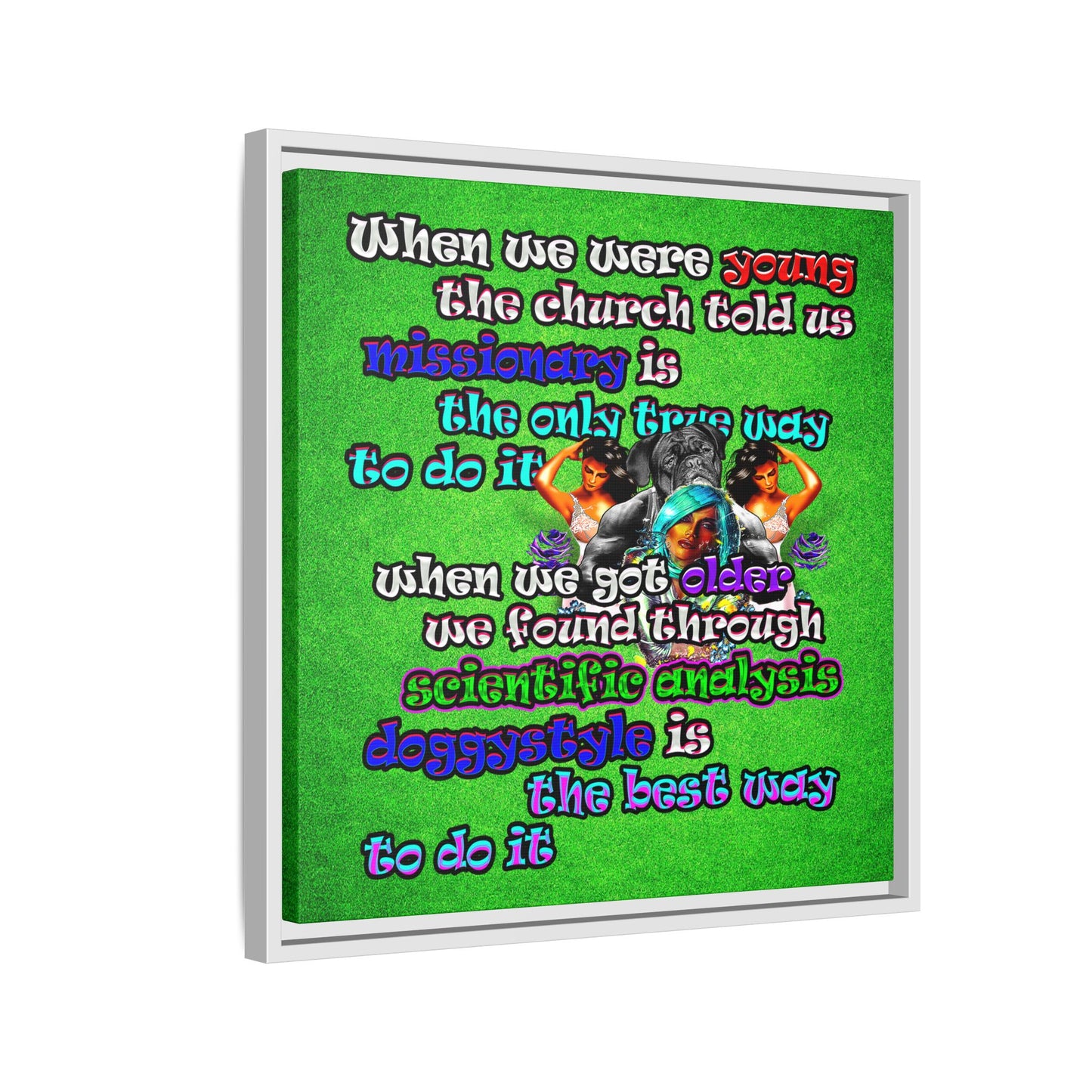 doggystyle - framed canvas art (green turf)