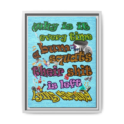 the bum's shit - framed canvas art (faded blue)