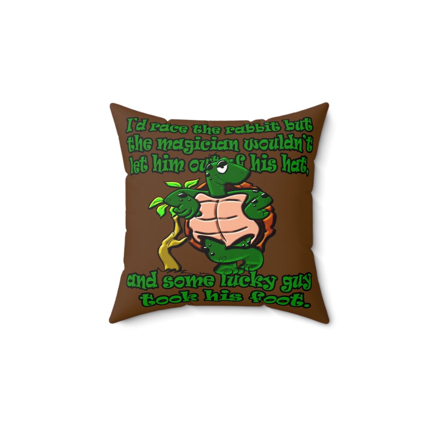 turtle race - Faux Suede Square Pillow - (brown)