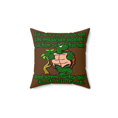 turtle race - Faux Suede Square Pillow - (brown)