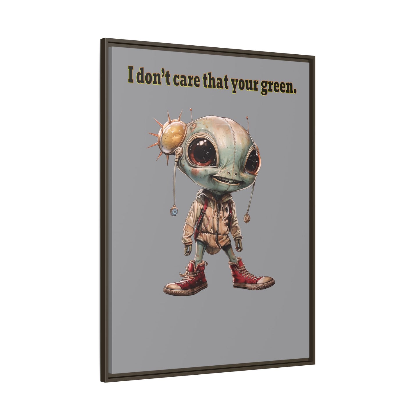 I don't care that your green - framed canvas art (grey)