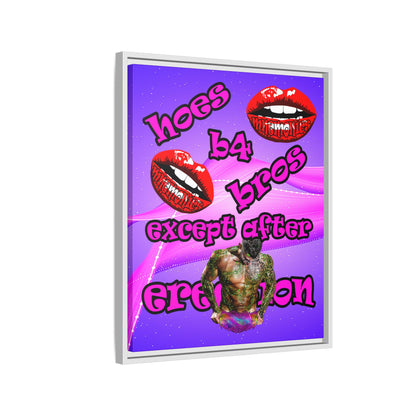 hoes b4 bros - framed canvas art (purple-pink wave)