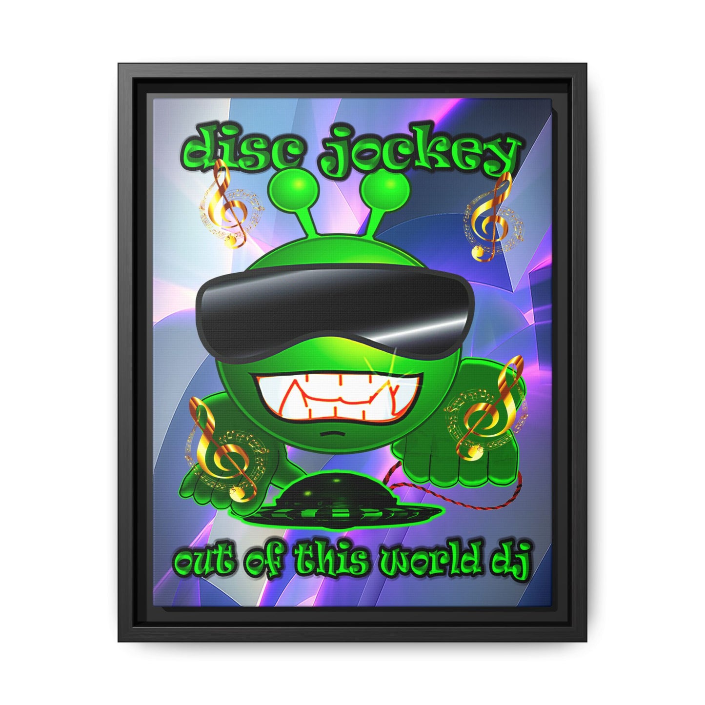 disc jockey - framed canvas art (grey-pink wave)