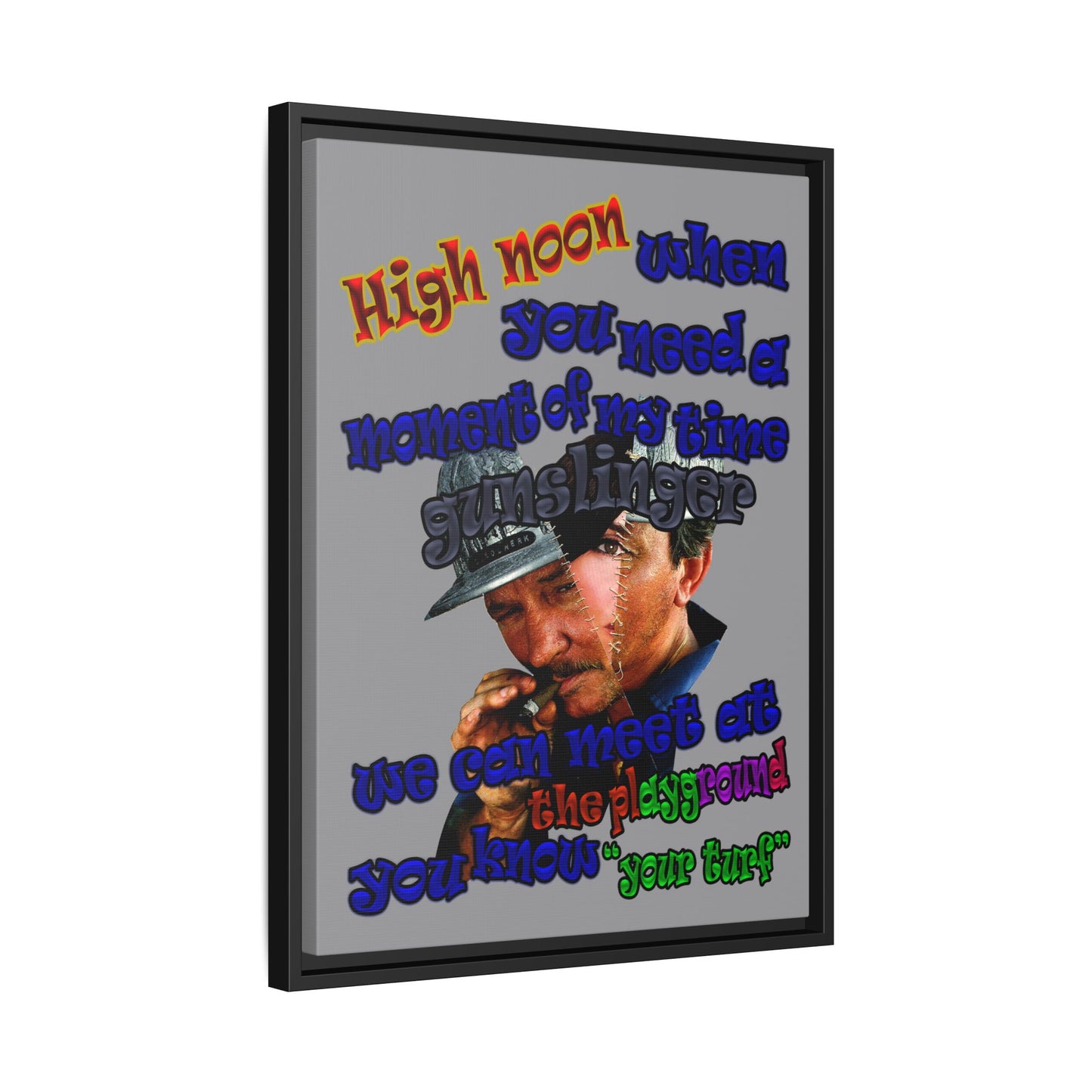high noon - framed canvas art (grey)