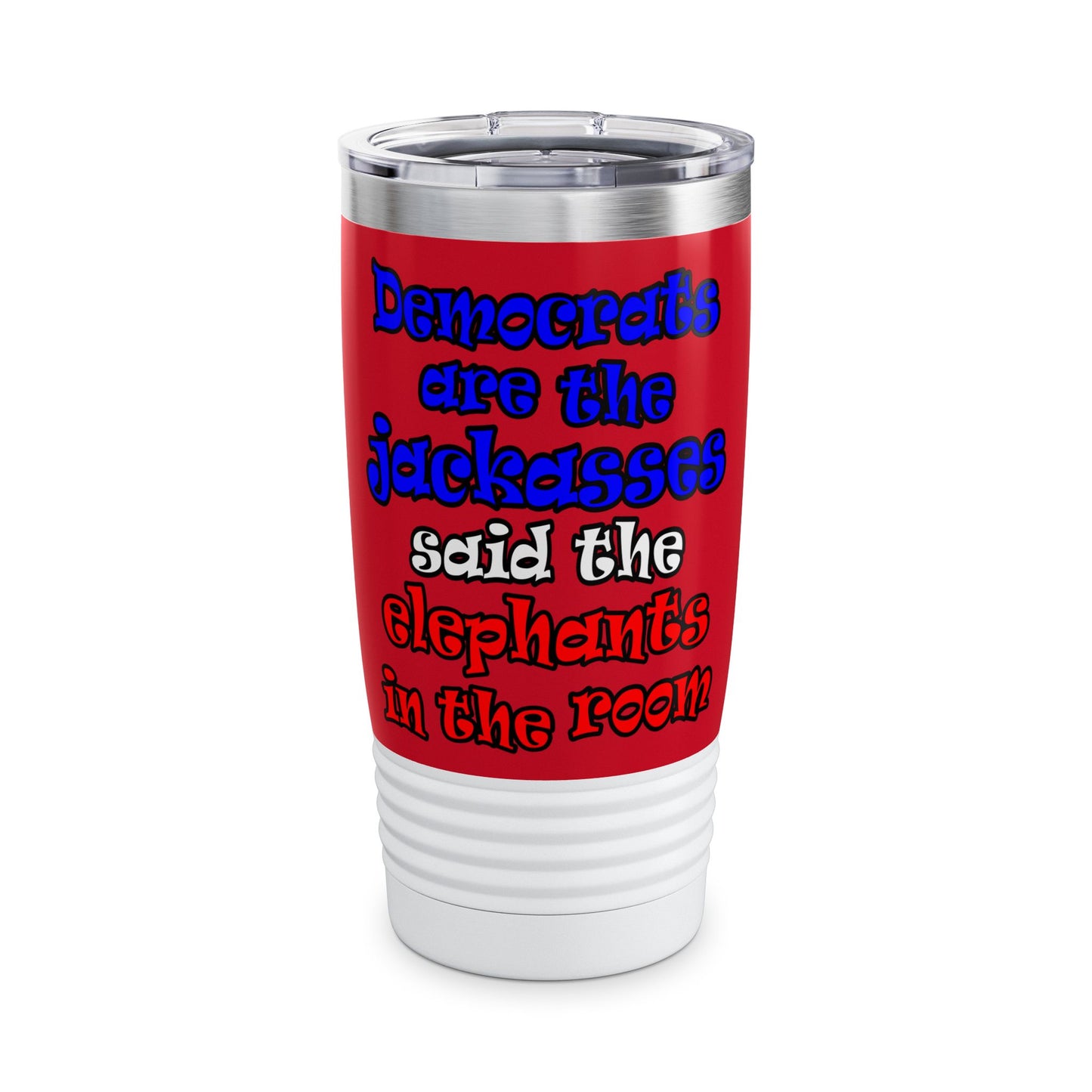 donkeys and elephants - Ringneck Tumbler, 20oz (dark red)