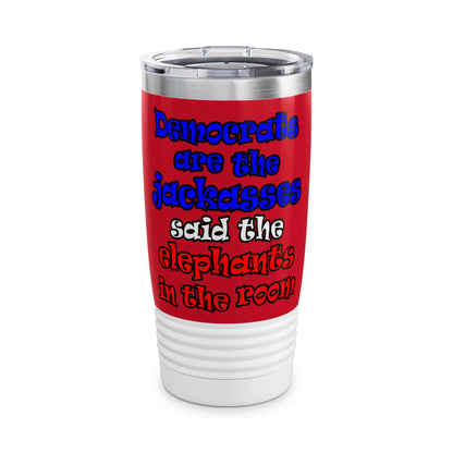 donkeys and elephants - Ringneck Tumbler, 20oz (dark red)