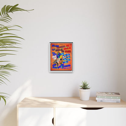 drop the beat - framed canvas art (burnt orange)