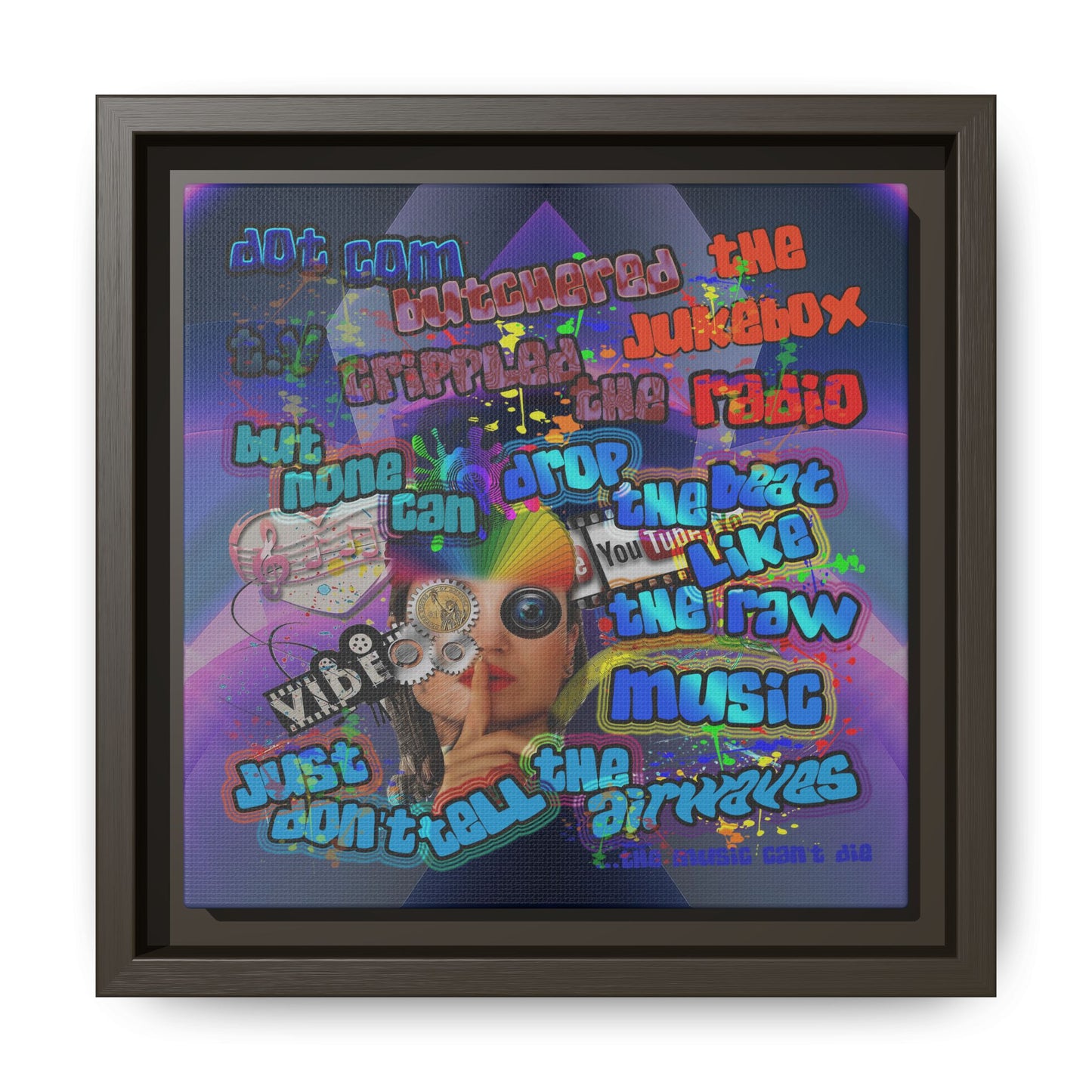drop the beat - framed canvas art (grey-pink wave)