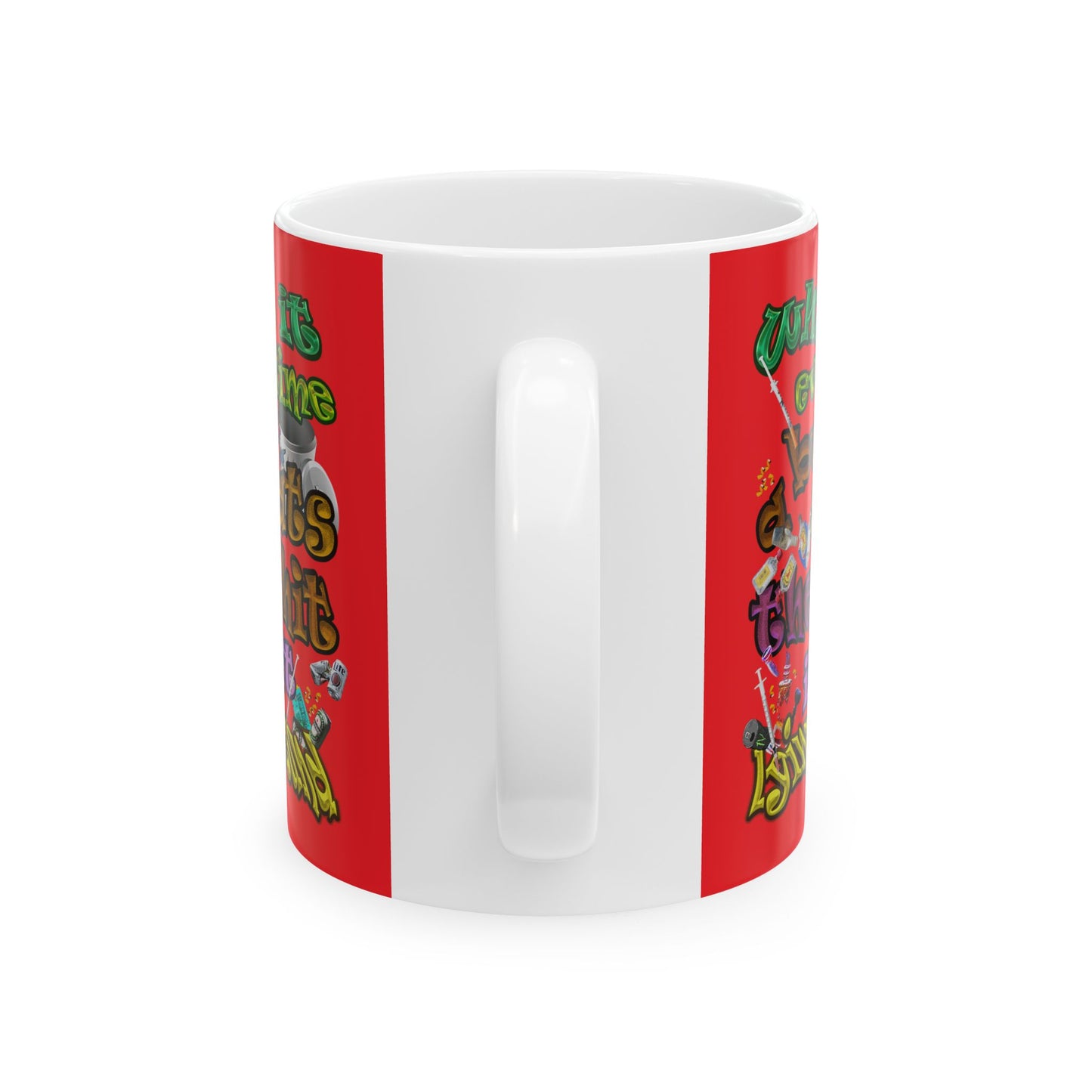 the bum's shit - White Mug (red)