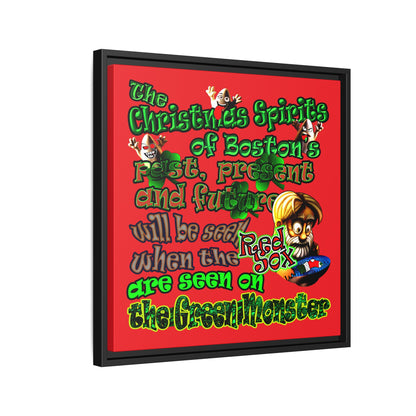 christmas spirits of boston - framed canvas art (red)