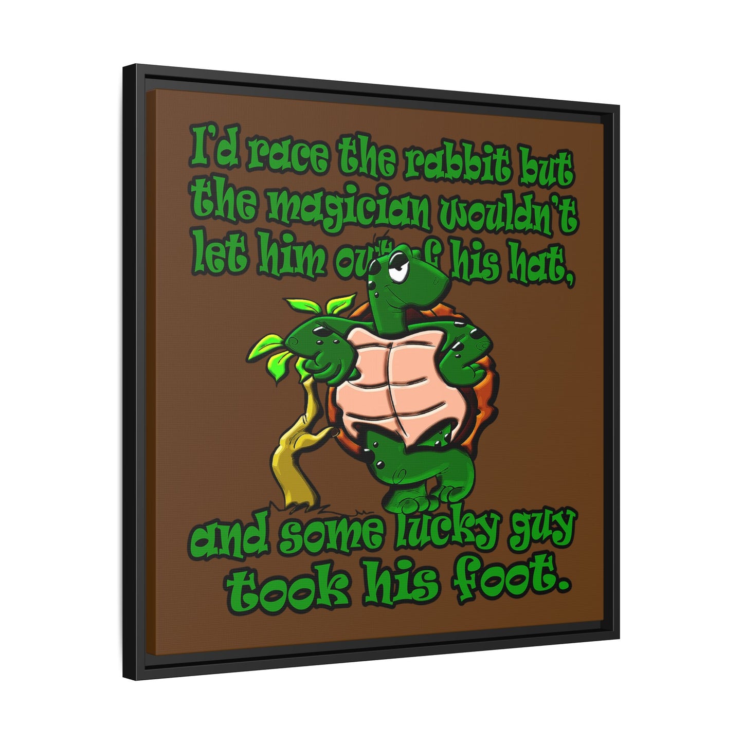 turtle race - framed canvas art (brown)