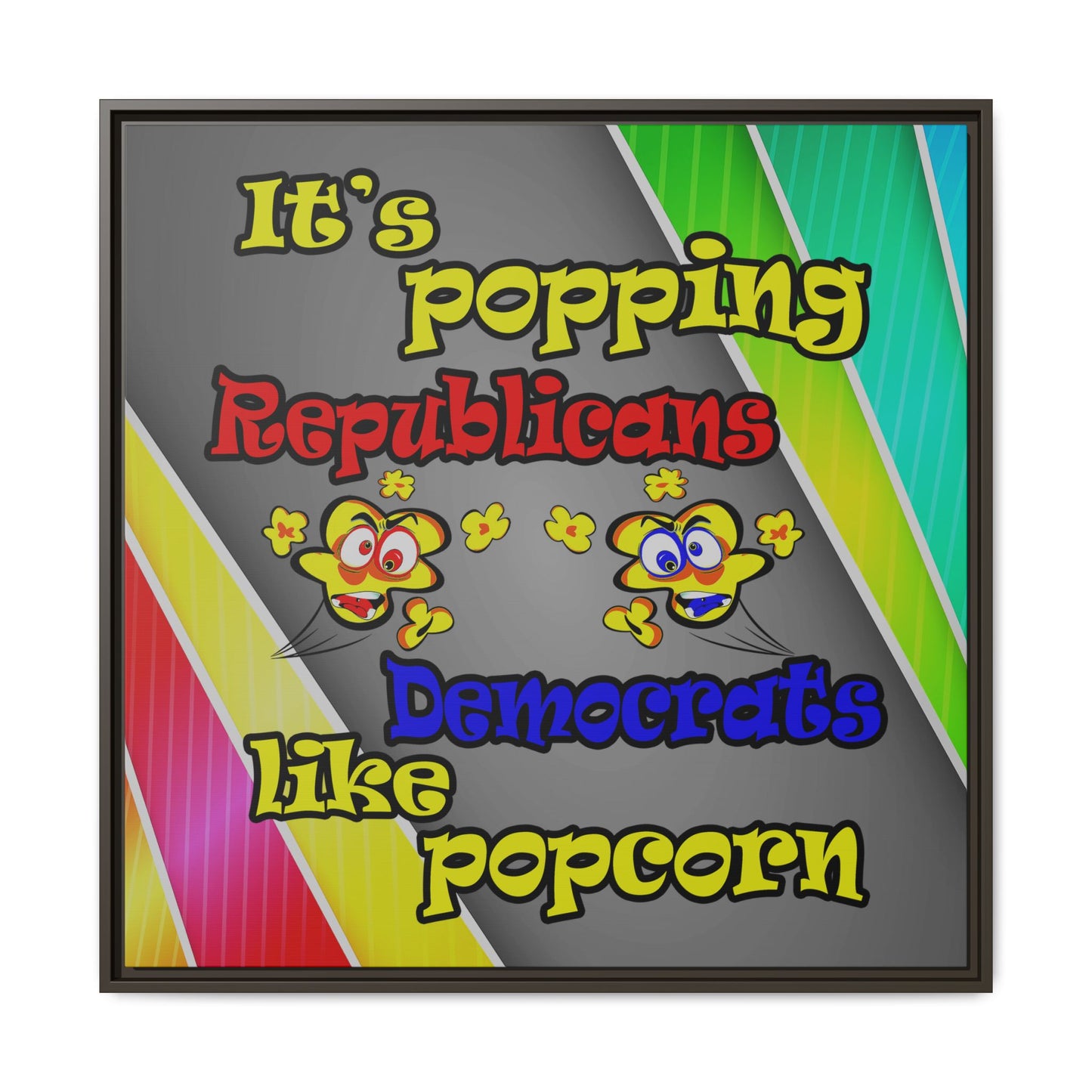 popping like popcorn - framed canvas art (rainbow split)