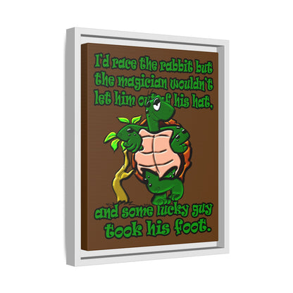 turtle race - framed canvas art (brown)