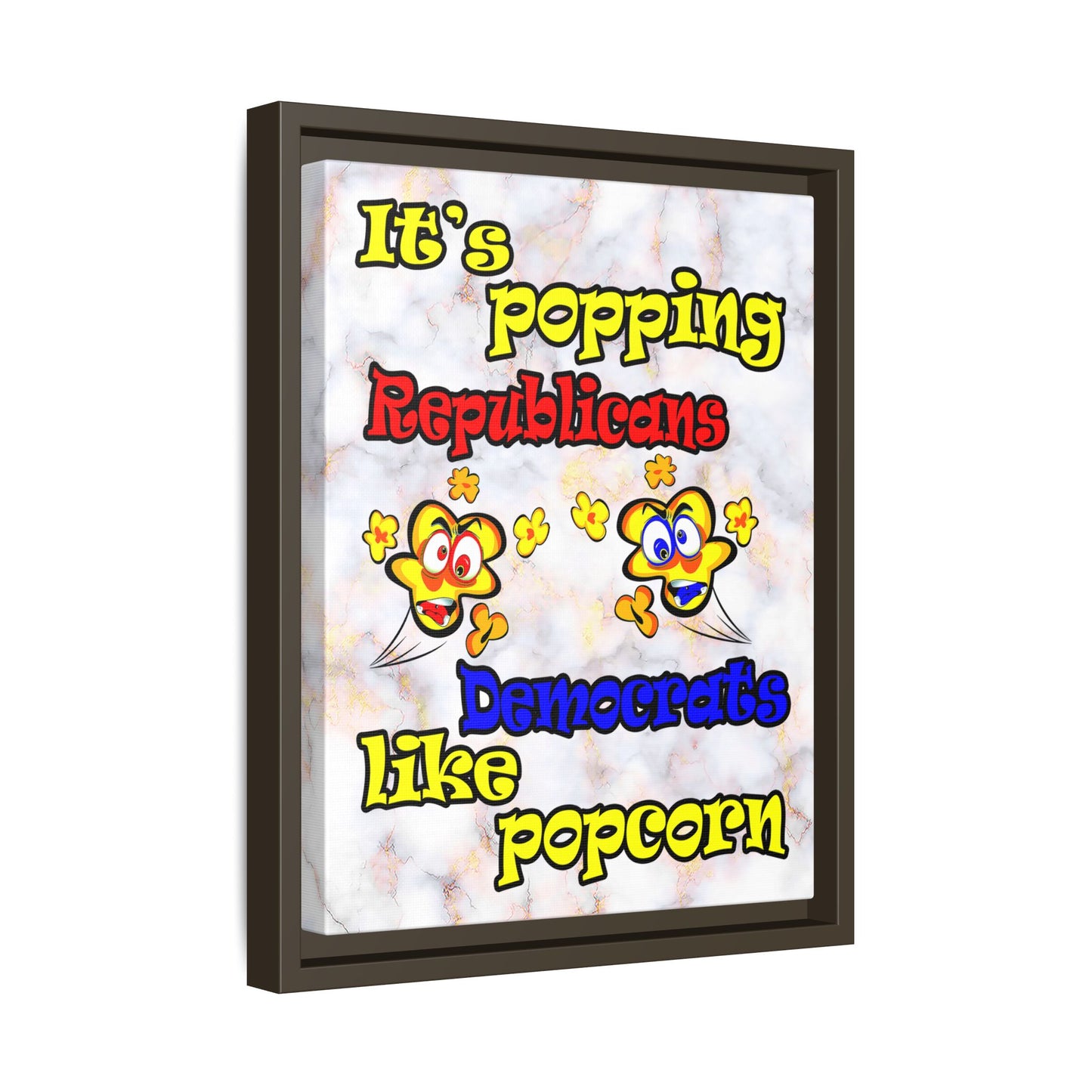 popping like popcorn - framed canvas art (white marble)