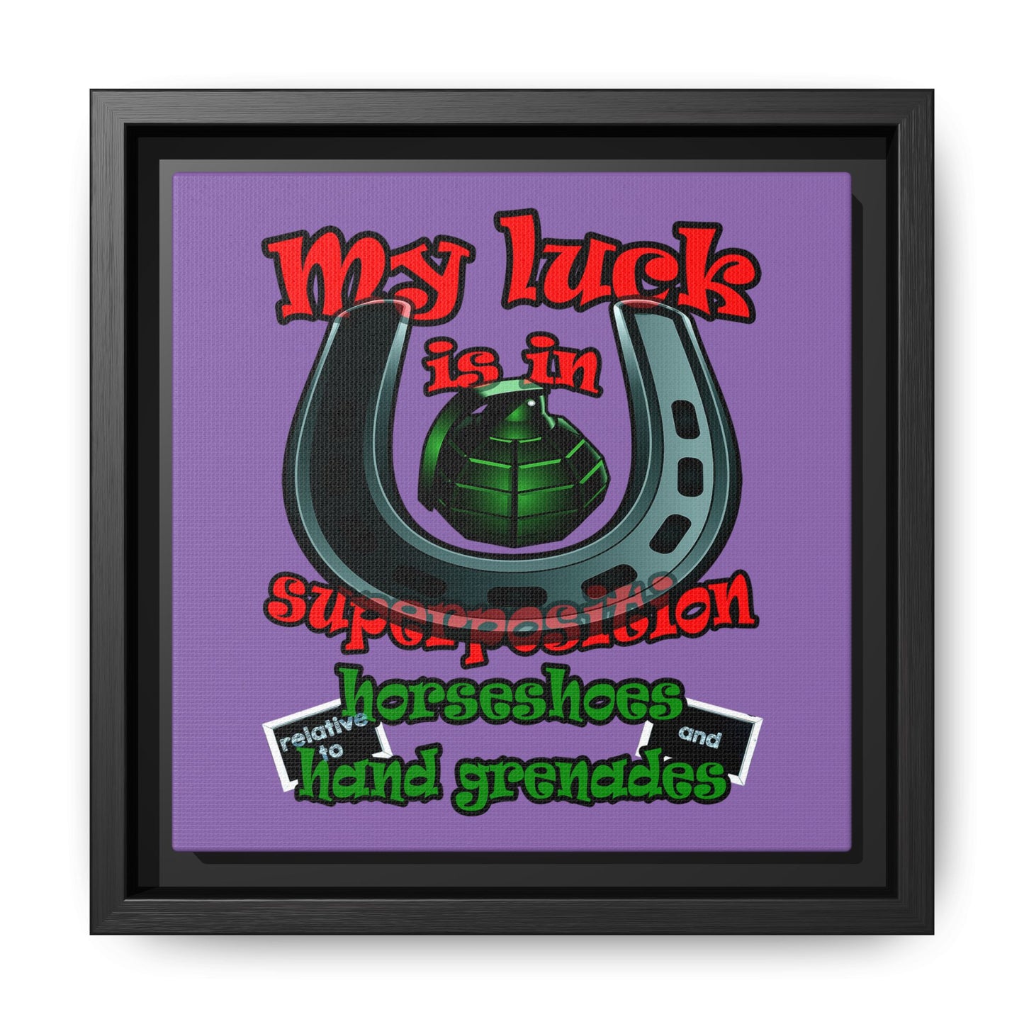 my luck - framed canvas art (light purple)