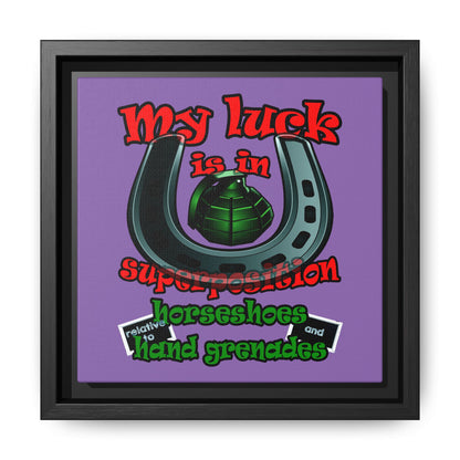 my luck - framed canvas art (light purple)