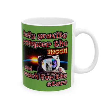 defy conquer reach - White Mug (green)
